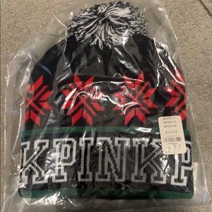 Pink Beanie-Blk Red Green